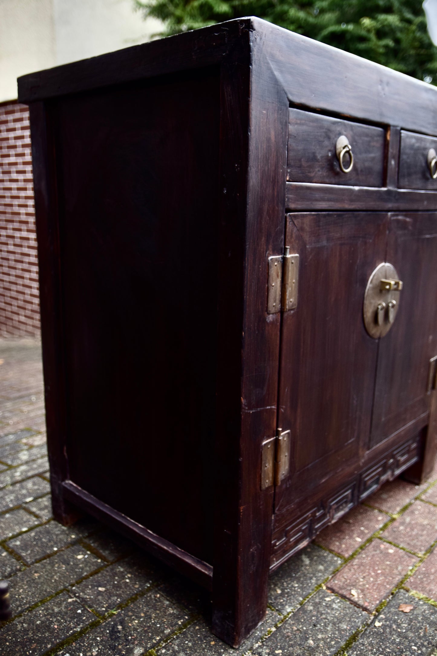 Komoda chińska dwusekcyjna z 4 szufladami i dwoma drzwiczkami 144x86x54cm