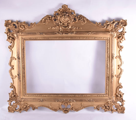 Lustro złote barokowe dekoracyjne w drewnianej ramie I połowa XX w 105x95cm