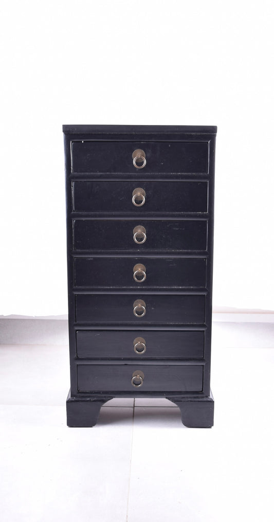 Mała zgrabna komoda Chiny 7 szuflad czarna XXw 80x38x30cm