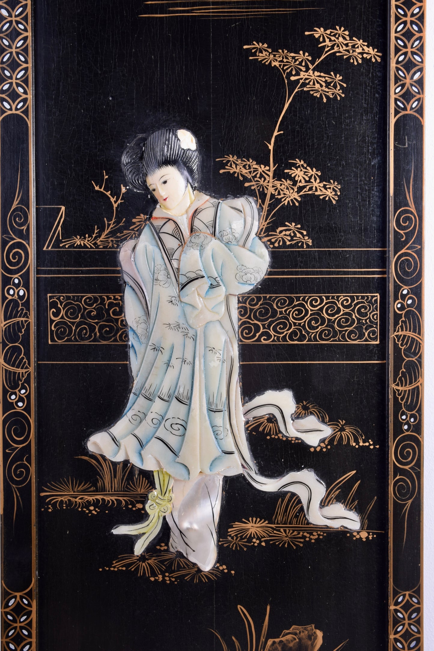 Chiński panel dekoracyjny Cena za sztukę Gejsza  czarny 90 x 30 x 2 cm