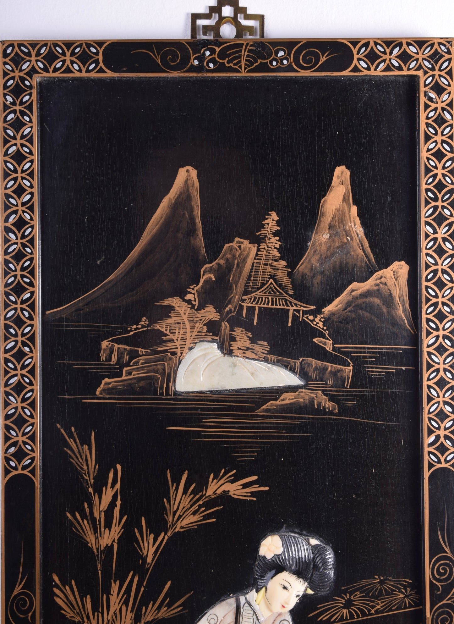 Chiński panel dekoracyjny Cena za sztukę Gejsza  czarny 90 x 30 x 2 cm