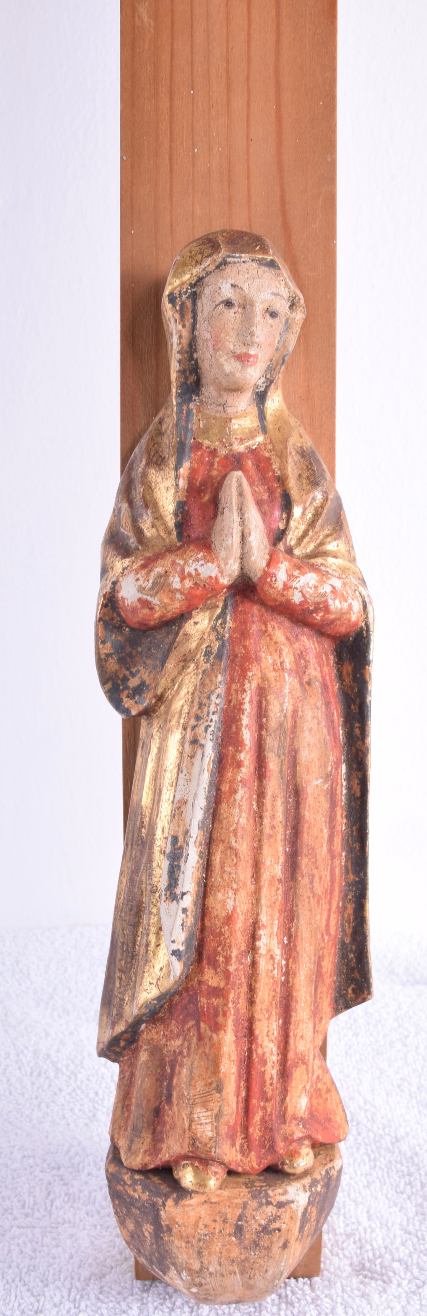 Duży Krucyfiks krzyż z figurą Chrystusa i postacią Marii 89x42 cm