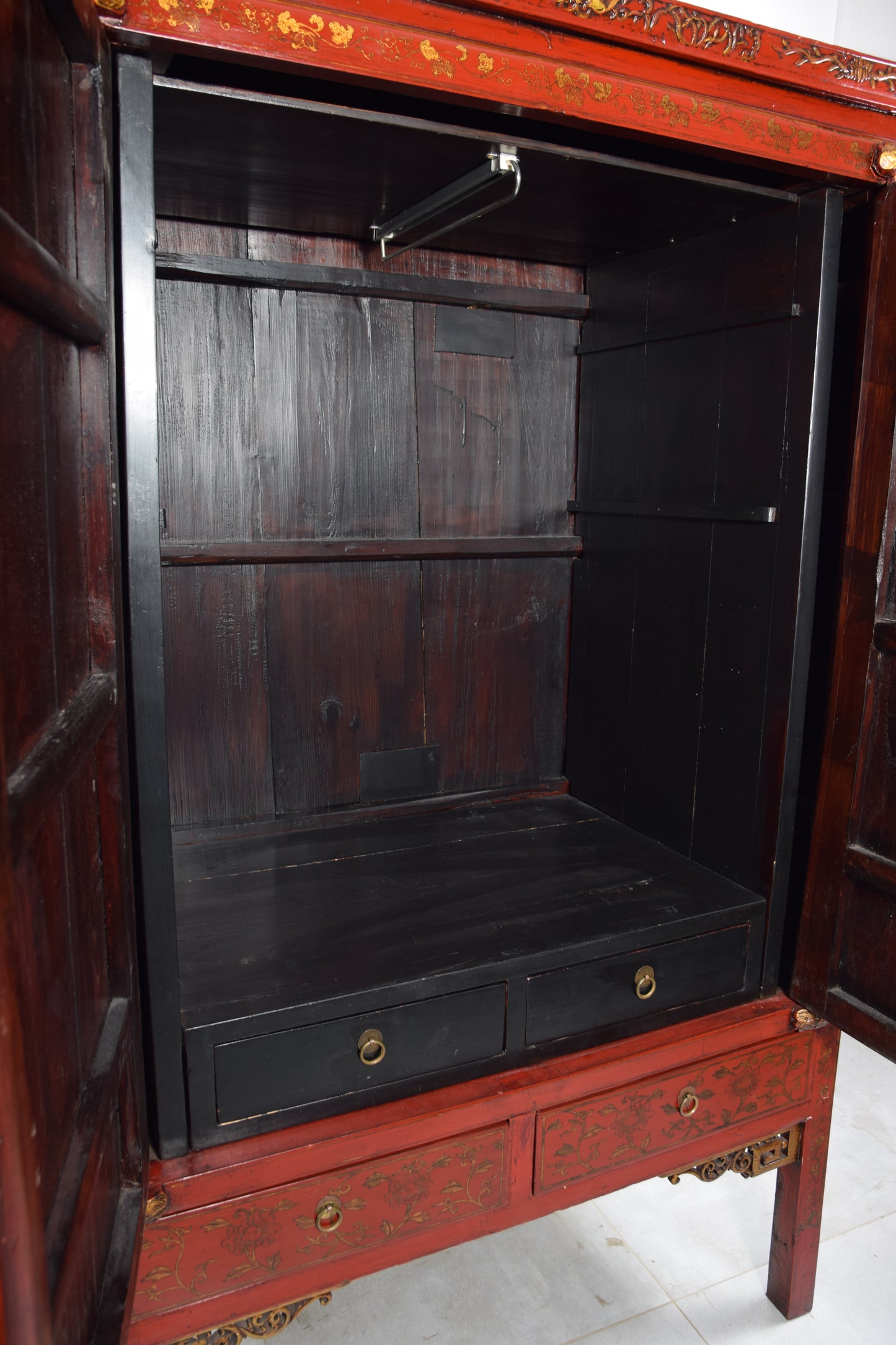 Chińska Szafa Ślubna1850 r Dynastia Qing CERTYFIKAT Shanxi 171x105x61 cm