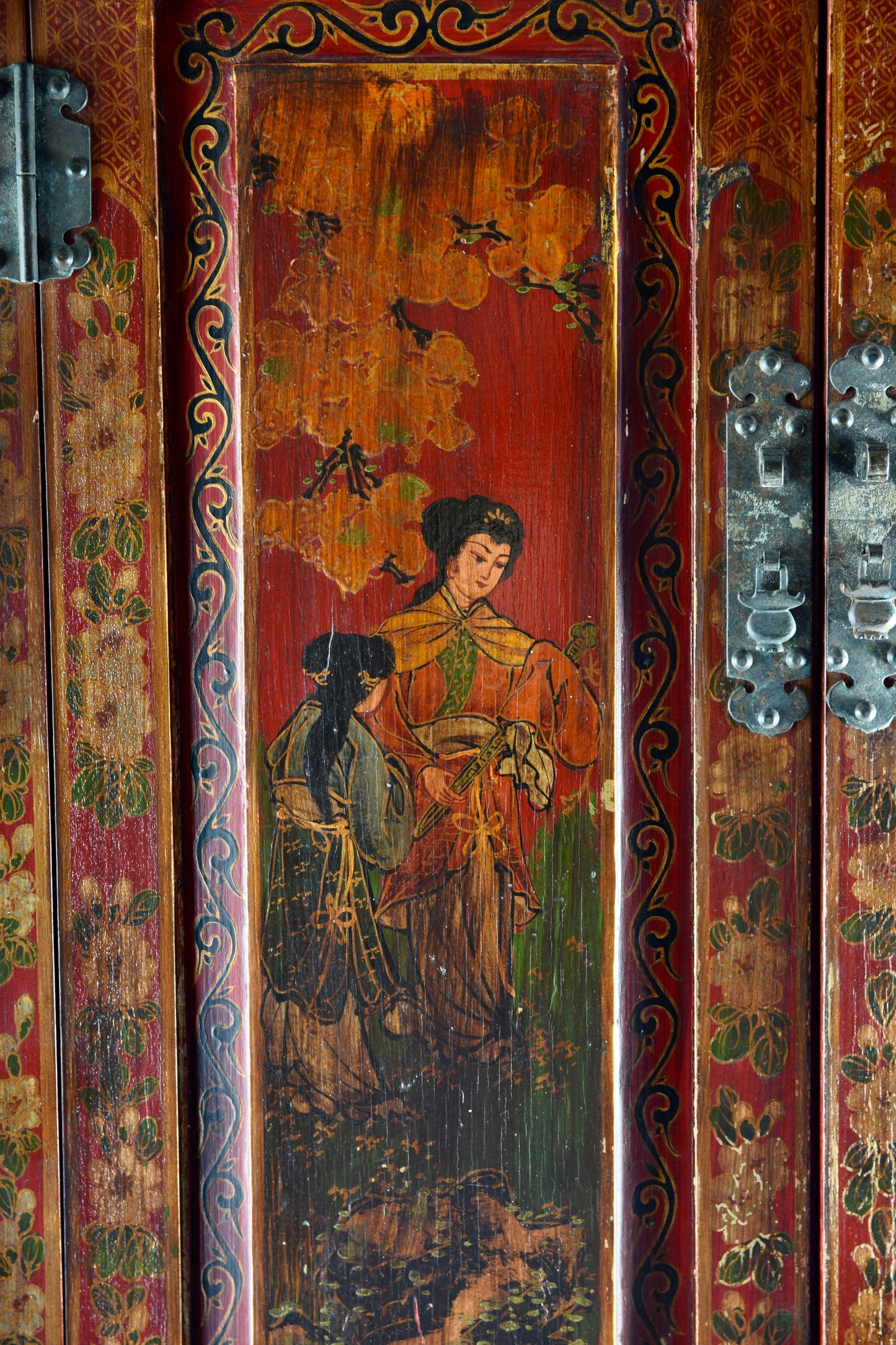 Sztuka Chin ręcznie malowana szafka, kredensik bogato zdobiona 175x65x50 cm