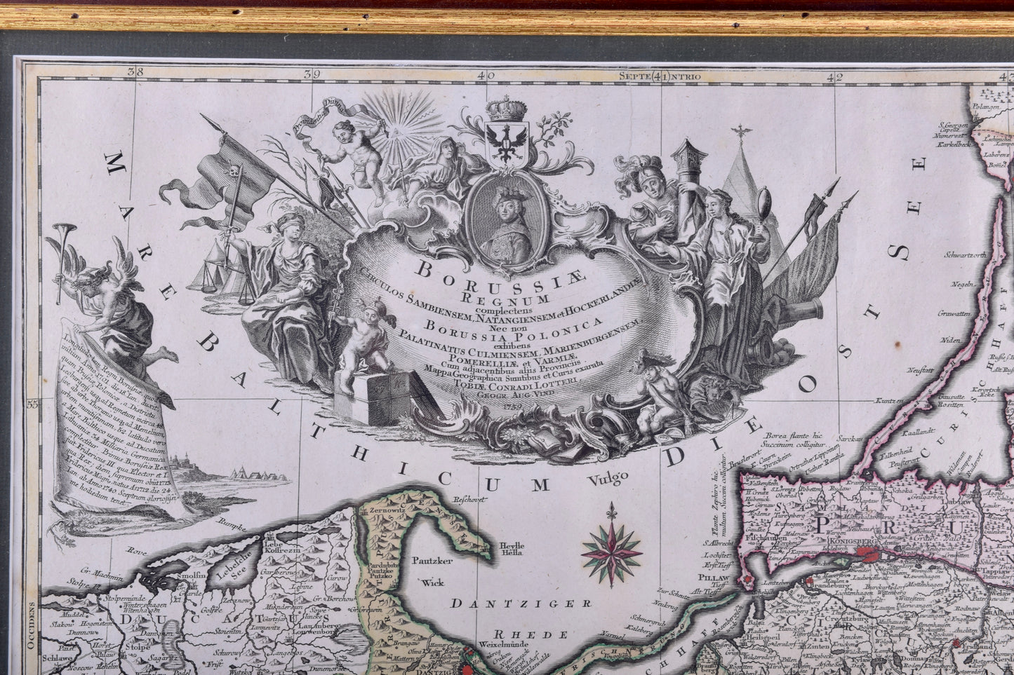 Mapa Królestwa Prus (Borussiae Regnum) XVIII w Tobias C. Lotter 58x50 cm
