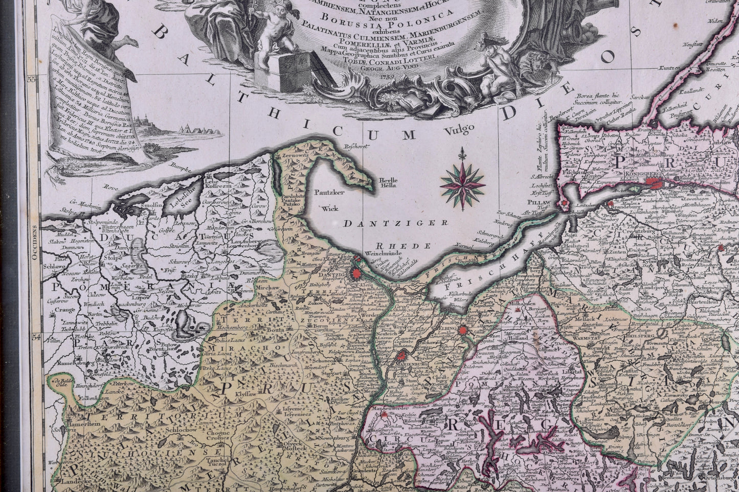 Mapa Królestwa Prus (Borussiae Regnum) XVIII w Tobias C. Lotter 58x50 cm