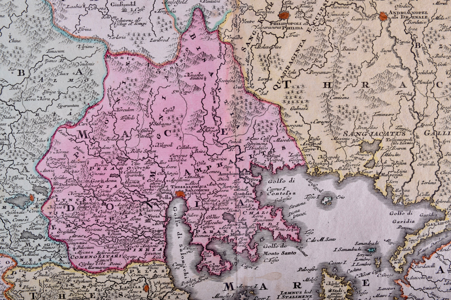Grecja Mapa oryginalna Graecia Nova XVIII w Tobias C. Lotter 58x51 cm