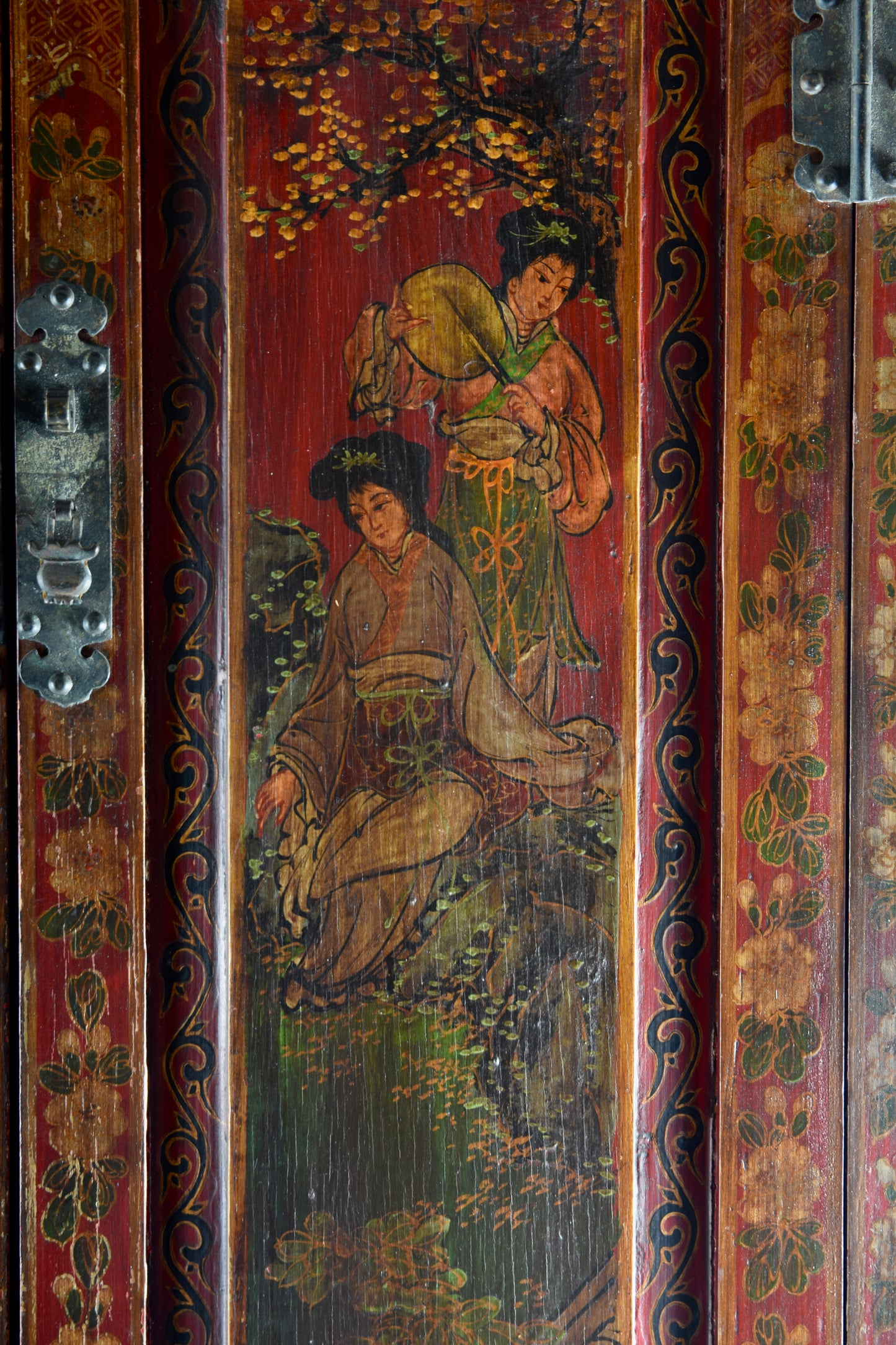 Sztuka Chin ręcznie malowana szafka, kredensik bogato zdobiona 175x65x50 cm