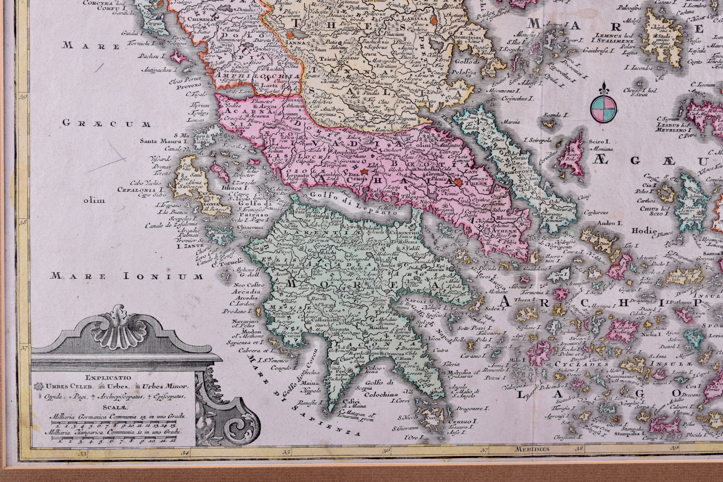Grecja Mapa oryginalna Graecia Nova XVIII w Tobias C. Lotter 58x51 cm