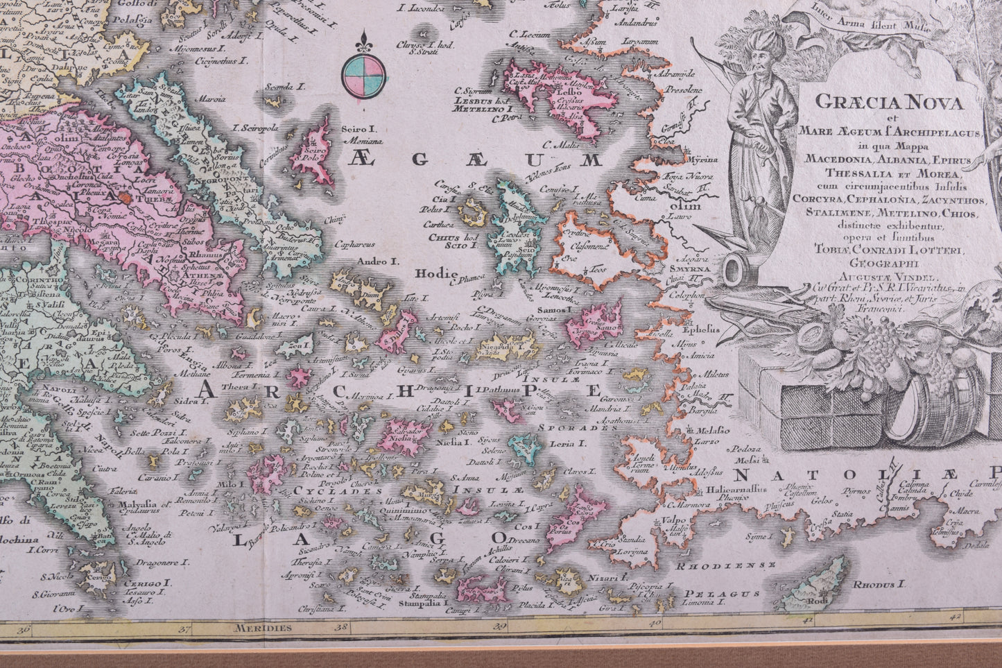 Grecja Mapa oryginalna Graecia Nova XVIII w Tobias C. Lotter 58x51 cm