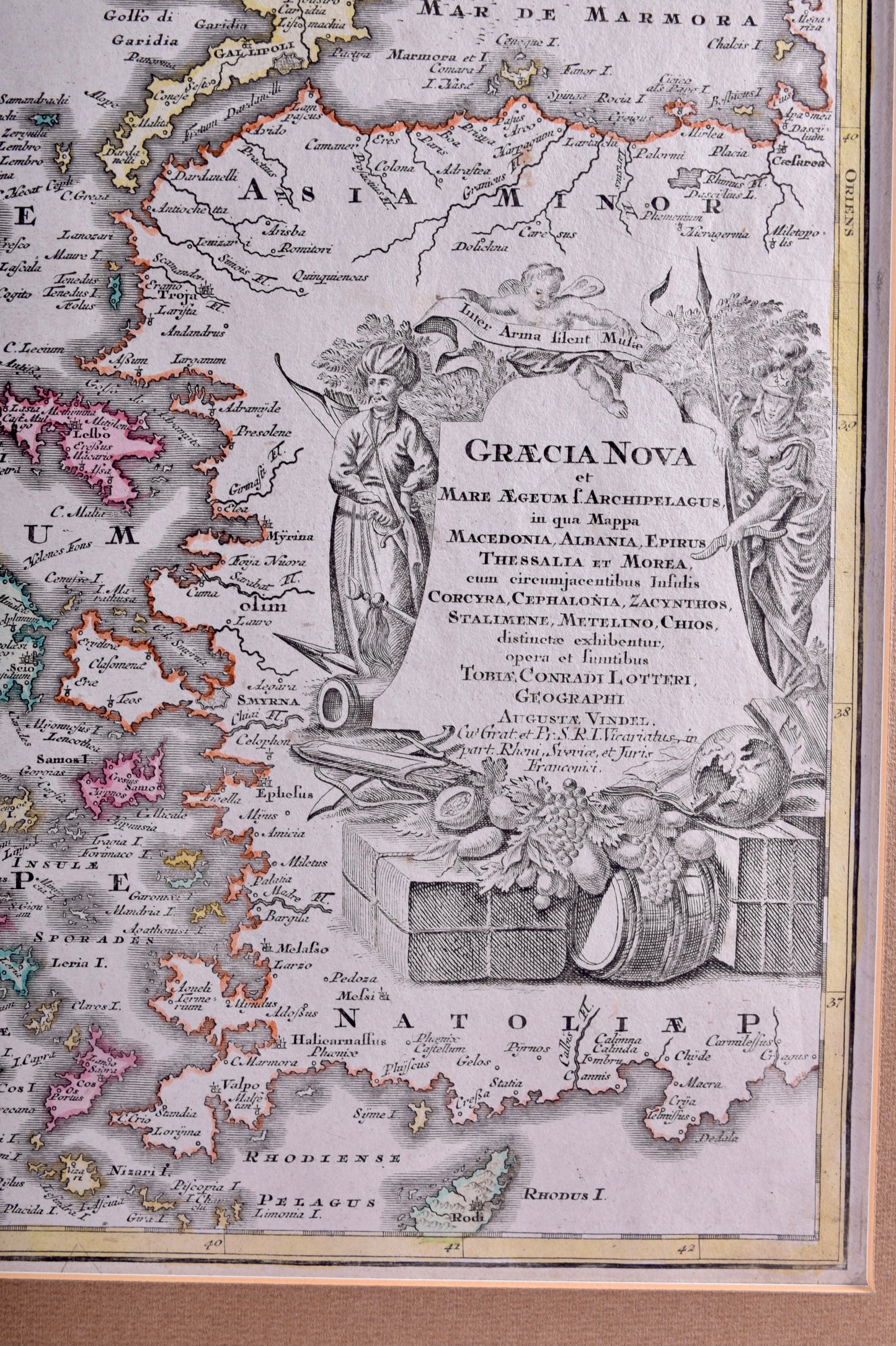 Grecja Mapa oryginalna Graecia Nova XVIII w Tobias C. Lotter 58x51 cm