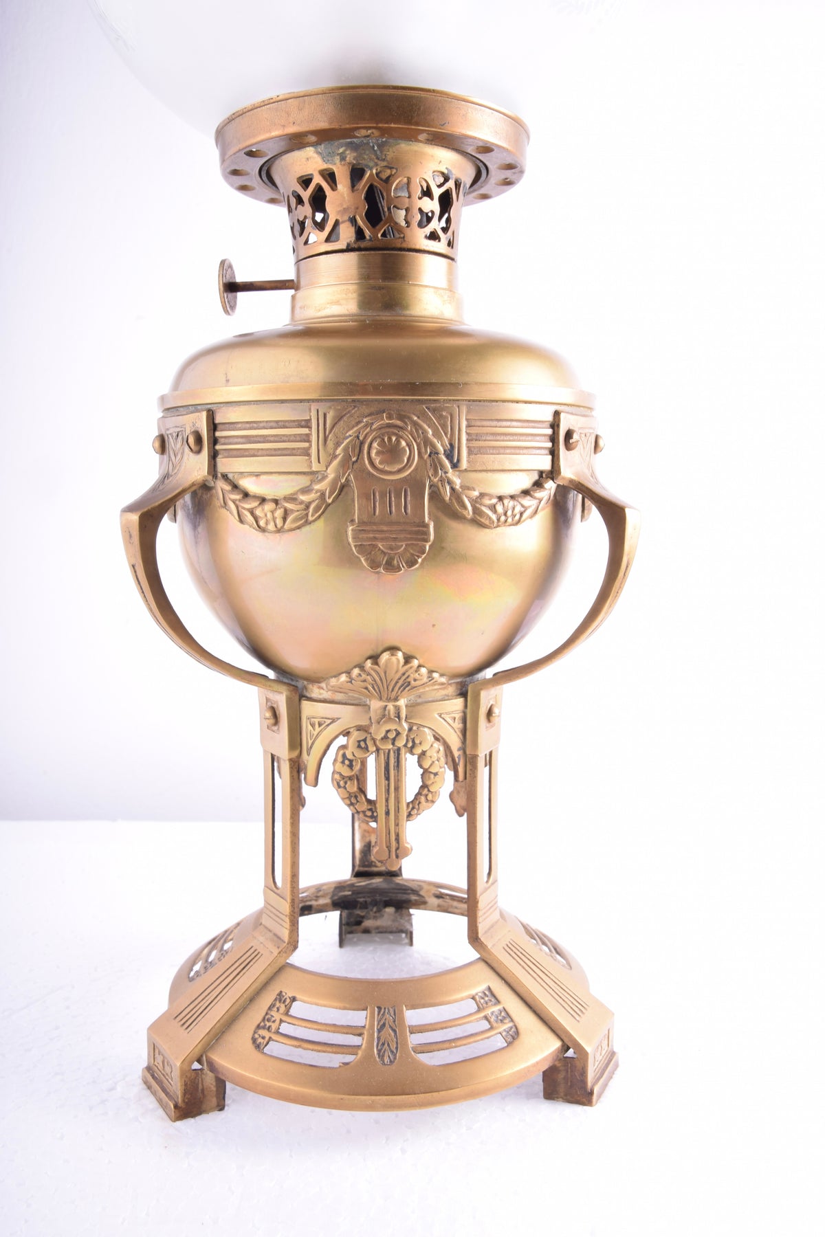 Lampa Naftowa EMPIRE XIXw Klosz MYŚLIWSKI Jeleń Pies 100% Oryginał 58x20 cm