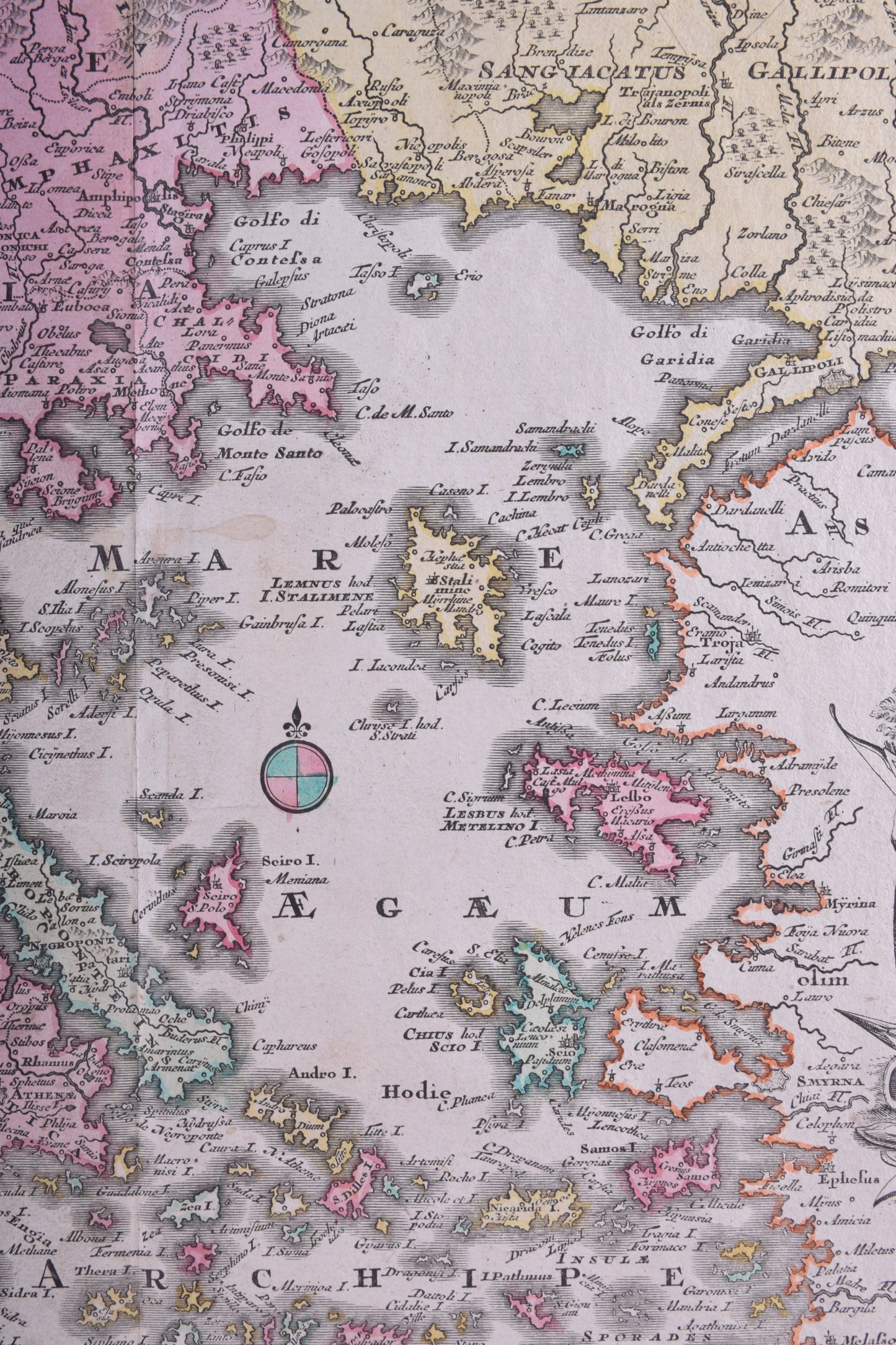 Grecja Mapa oryginalna Graecia Nova XVIII w Tobias C. Lotter 58x51 cm