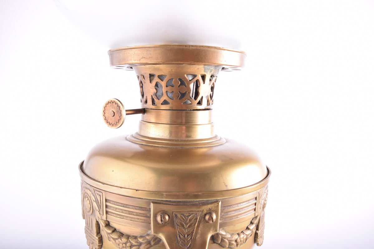 Lampa Naftowa EMPIRE XIXw Klosz MYŚLIWSKI Jeleń Pies 100% Oryginał 58x20 cm