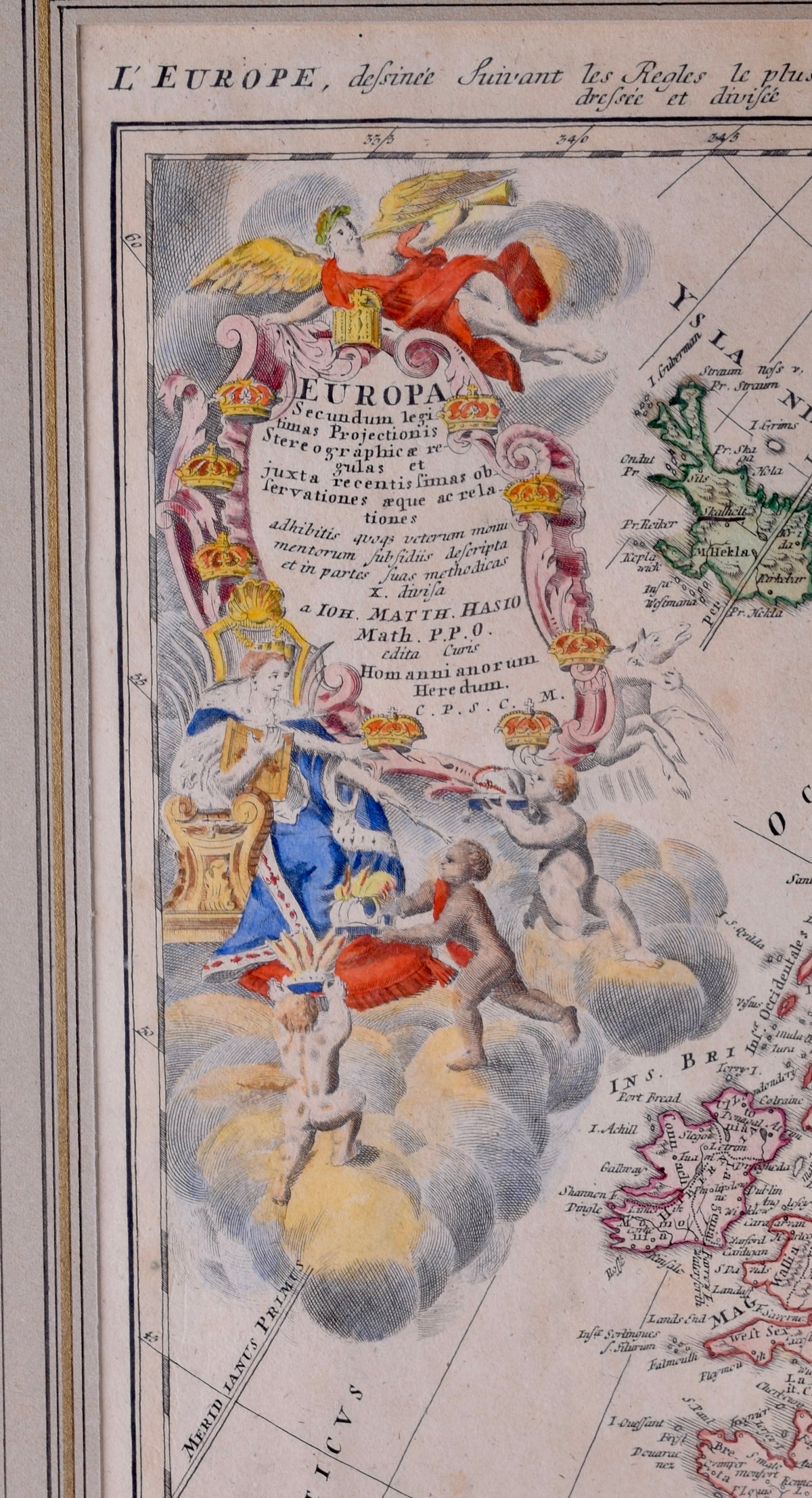Mapa Europy z Polską przedrozbiorową J. M. Hase 1743r Miedzioryt 51×58,5cm