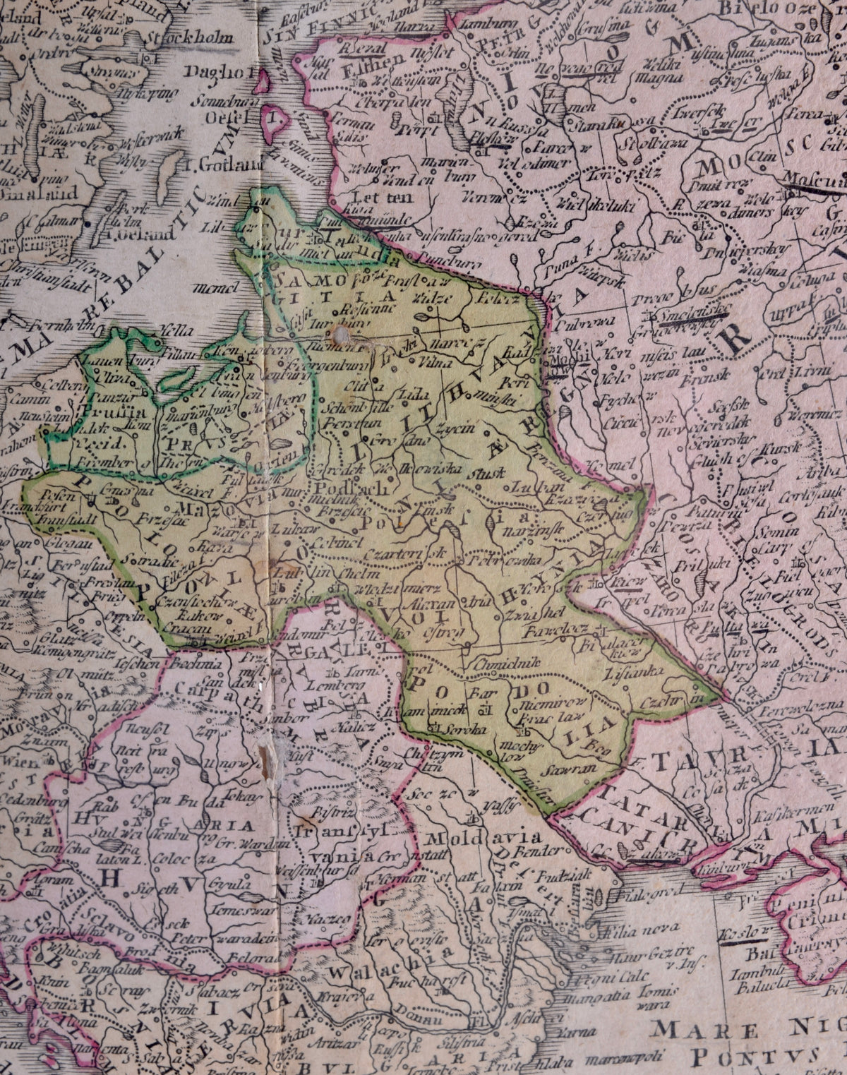 Mapa Europy z Polską przedrozbiorową J. M. Hase 1743r Miedzioryt 51×58,5cm