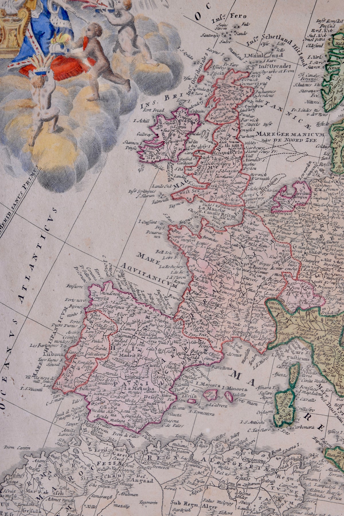 Mapa Europy z Polską przedrozbiorową J. M. Hase 1743r Miedzioryt 51×58,5cm