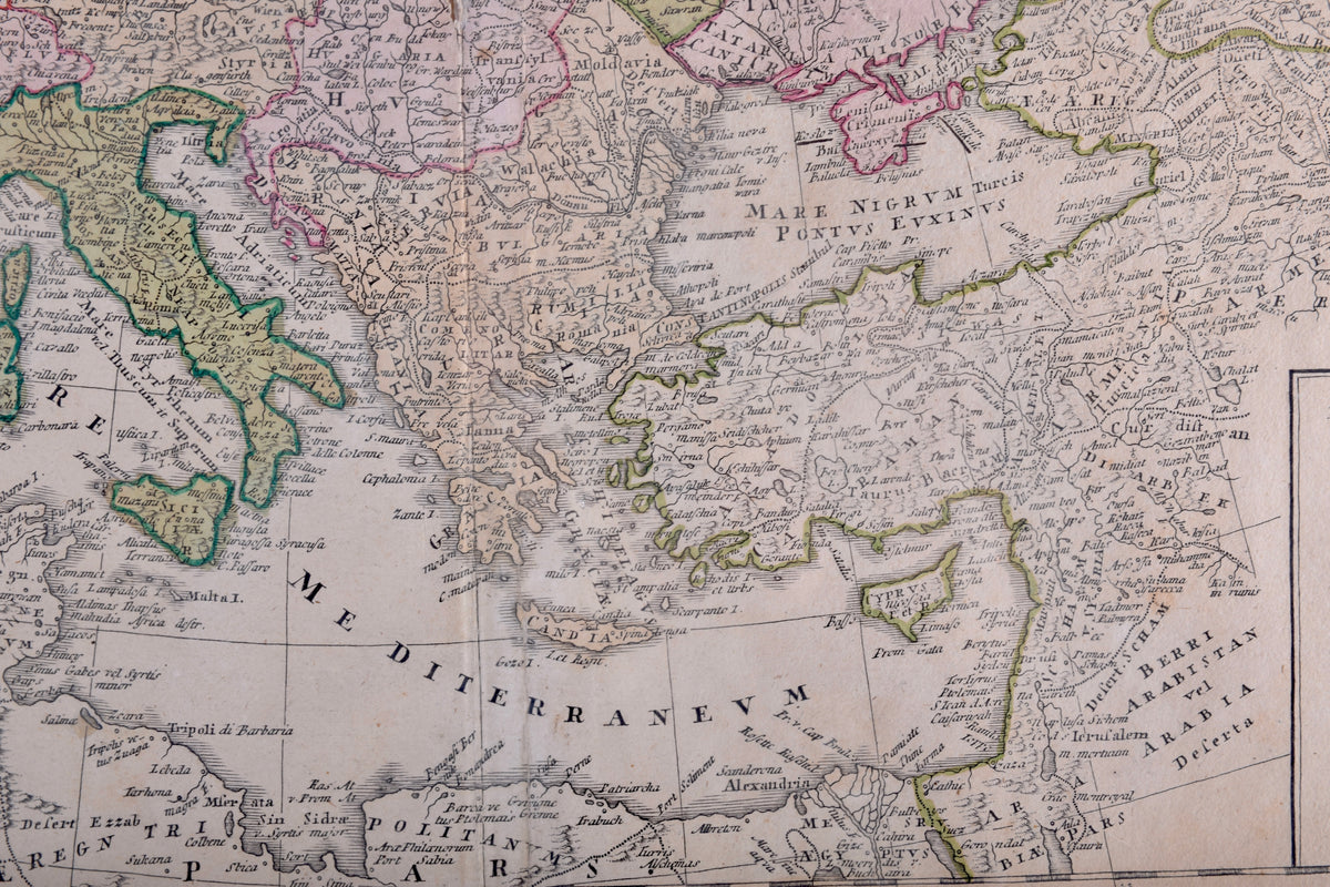 Mapa Europy z Polską przedrozbiorową J. M. Hase 1743r Miedzioryt 51×58,5cm
