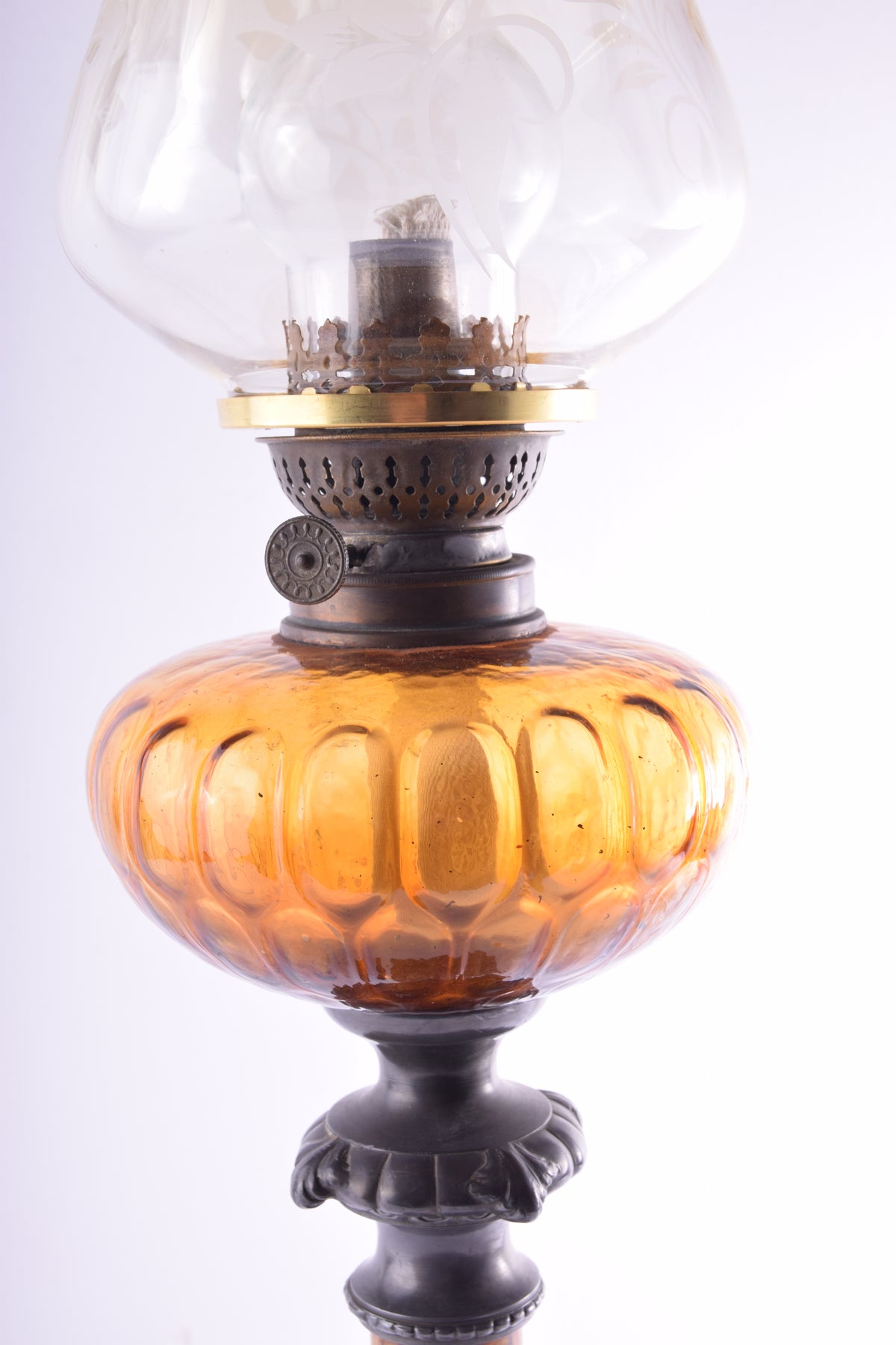 Lampa Naftowa, Kolumna Marmur/Cynkal, Sygnowana DEPOSE, Ok. 1900 r. 71 cm