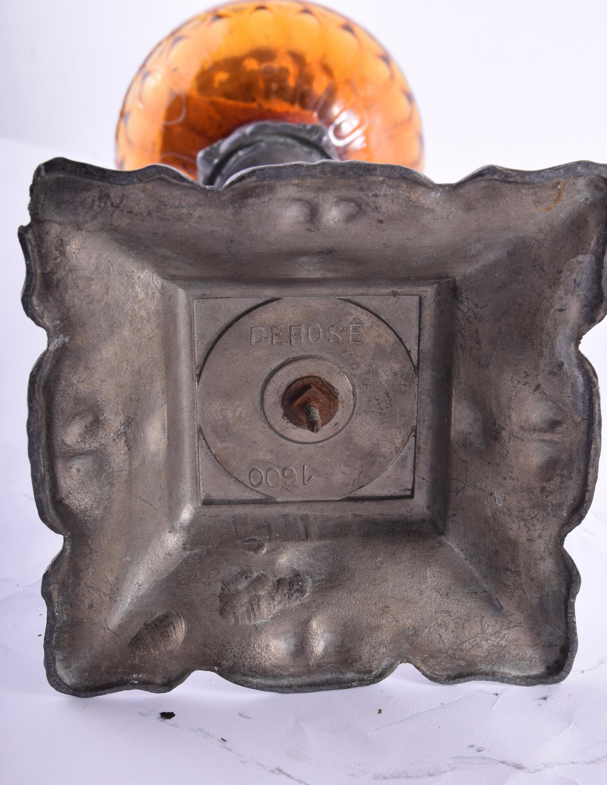 Lampa Naftowa, Kolumna Marmur/Cynkal, Sygnowana DEPOSE, Ok. 1900 r. 71 cm
