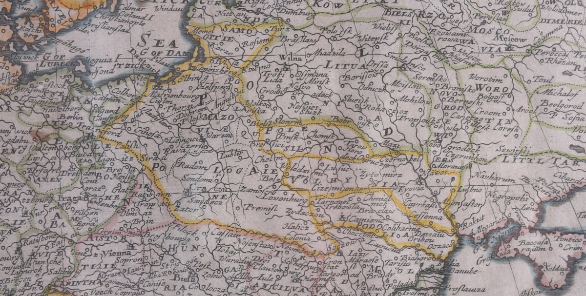 Mapa Europy Polska od morza do morza Miedzioryt R. Blome 1669r ok. 40x56cm