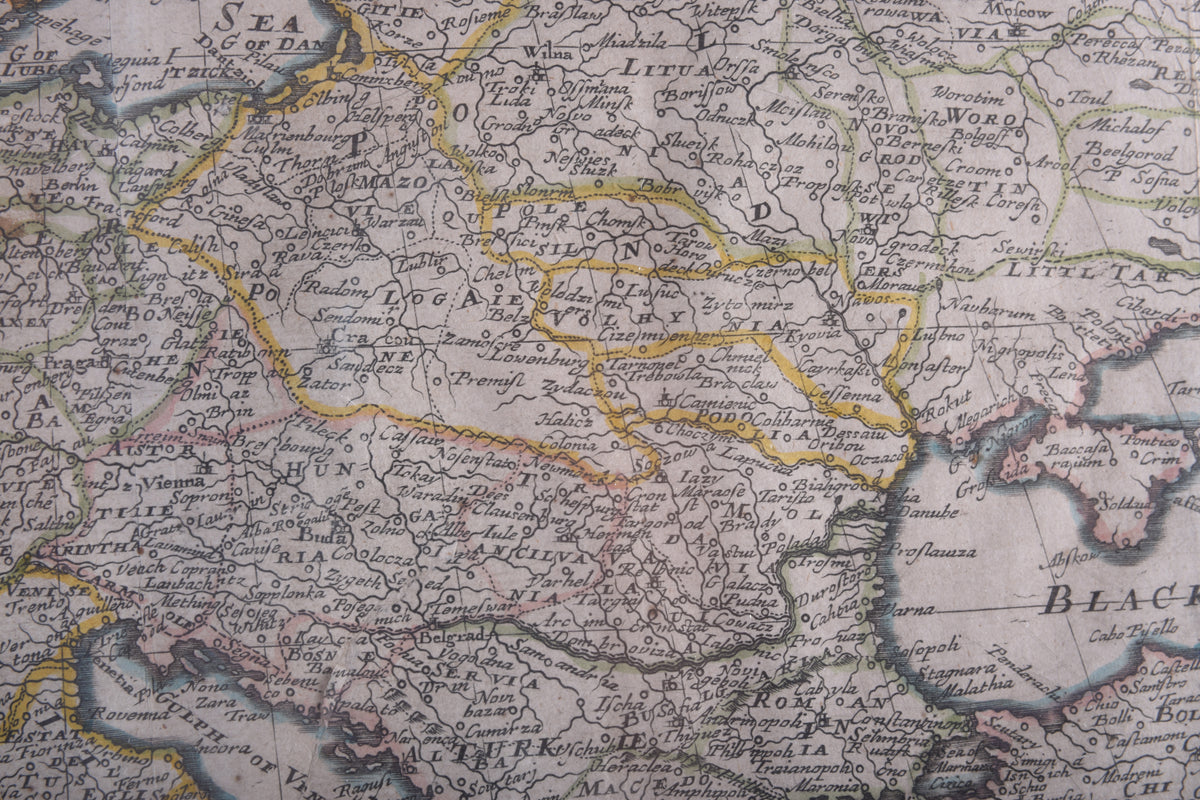 Mapa Europy Polska od morza do morza Miedzioryt R. Blome 1669r ok. 40x56cm