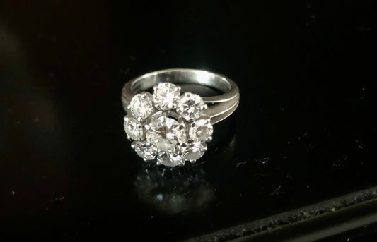 Platynowy pierścionek z brylantami ~2,03 ct – ekspertyza Jacobson rozm. 52