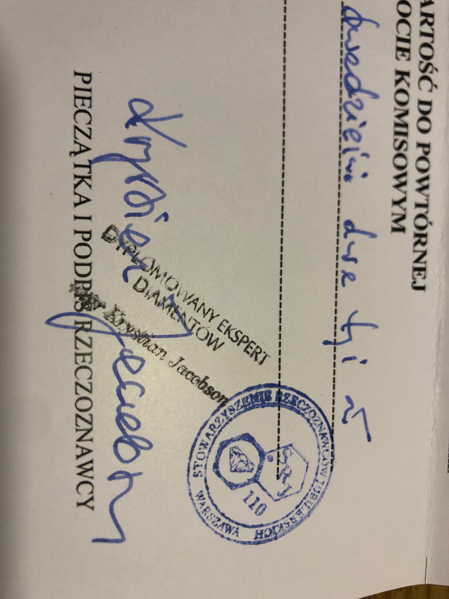 Platynowy pierścionek z brylantami ~2,03 ct – ekspertyza Jacobson rozm. 52