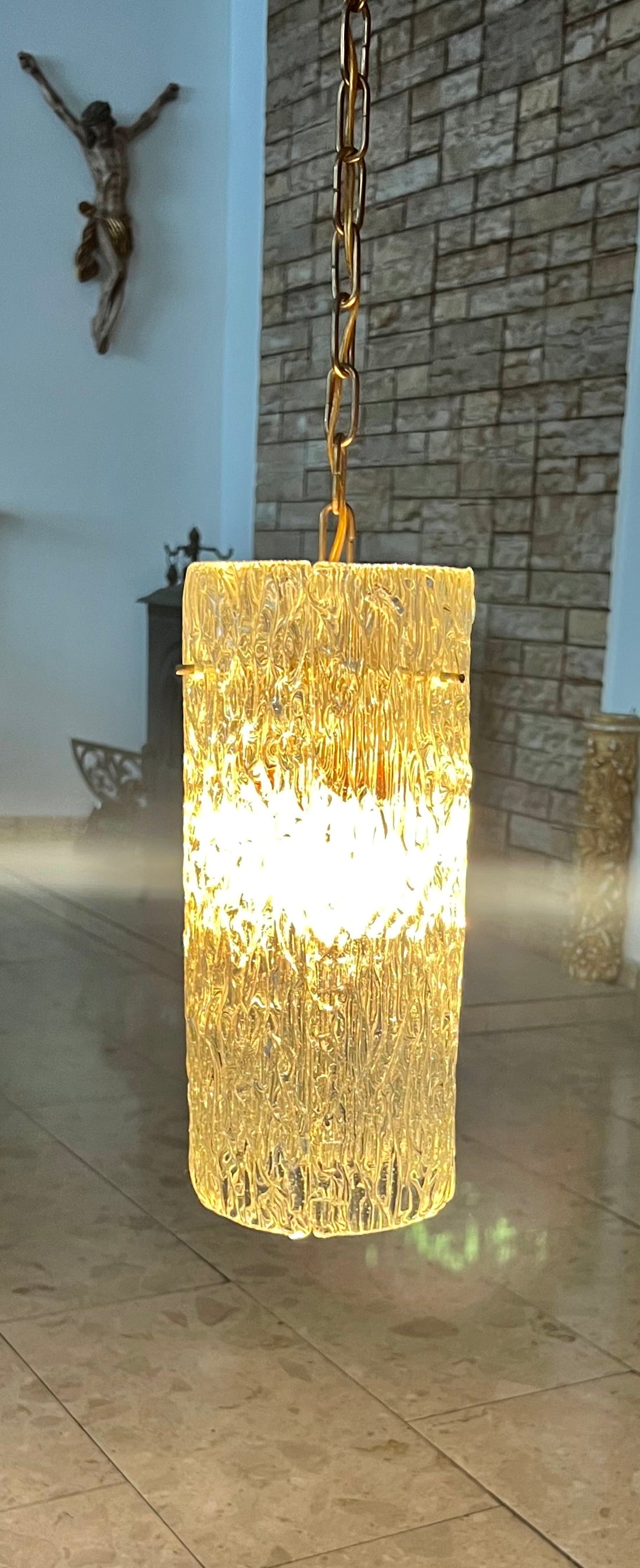 Lampa wisząca Orrefors Carl Fagerlund szkło artystyczne lata 60 35x12x95 cm