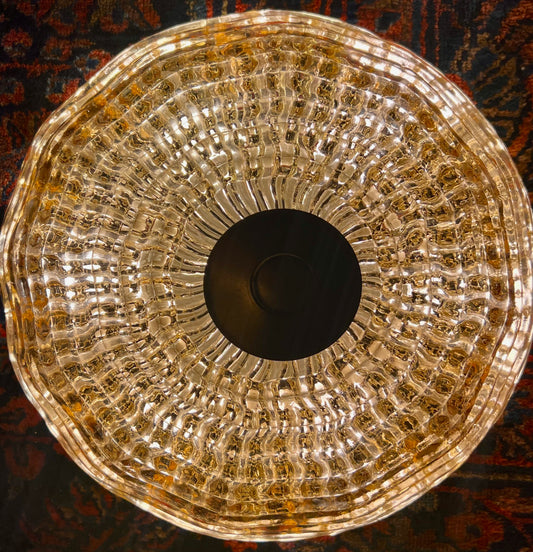 Designerska plafoniera sufitowa bursztyn Carl Fagerlund Orrefors 37x17 cm