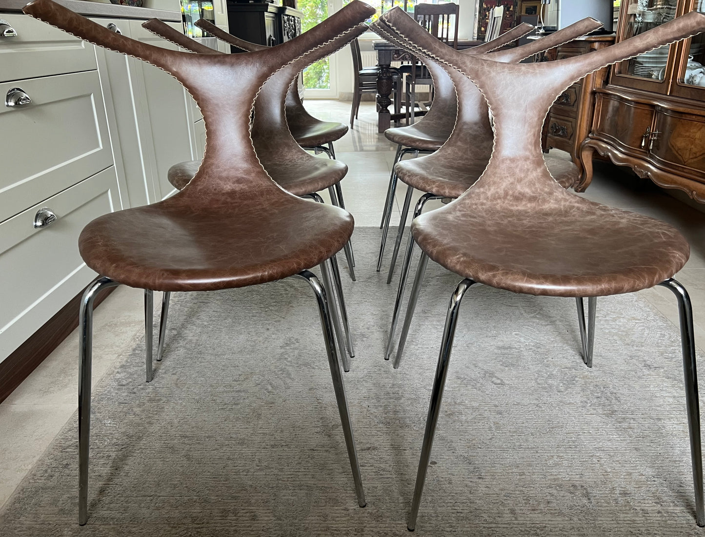 6 krzeseł TAURUS DAN-FORM Jorgen Mensen Skóra Naturalna 88x62x52x48cm