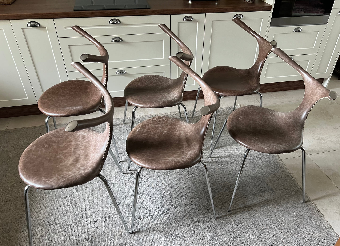 6 krzeseł TAURUS DAN-FORM Jorgen Mensen Skóra Naturalna 88x62x52x48cm