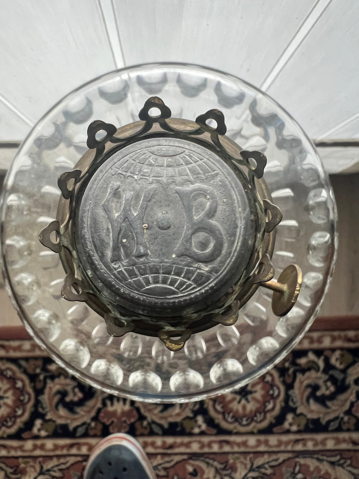 Lampa Naftowa Benzolinowa Belgia z unikatowym palnikiem mosiężna 81 cm