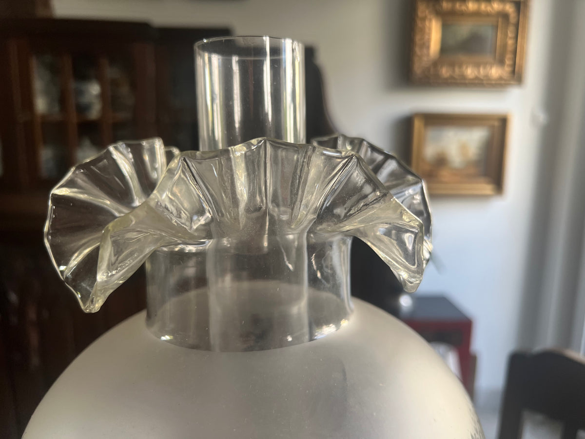 Lampa Naftowa EMPIRE XIXw Klosz MYŚLIWSKI Jeleń Pies 100% Oryginał 58x20 cm