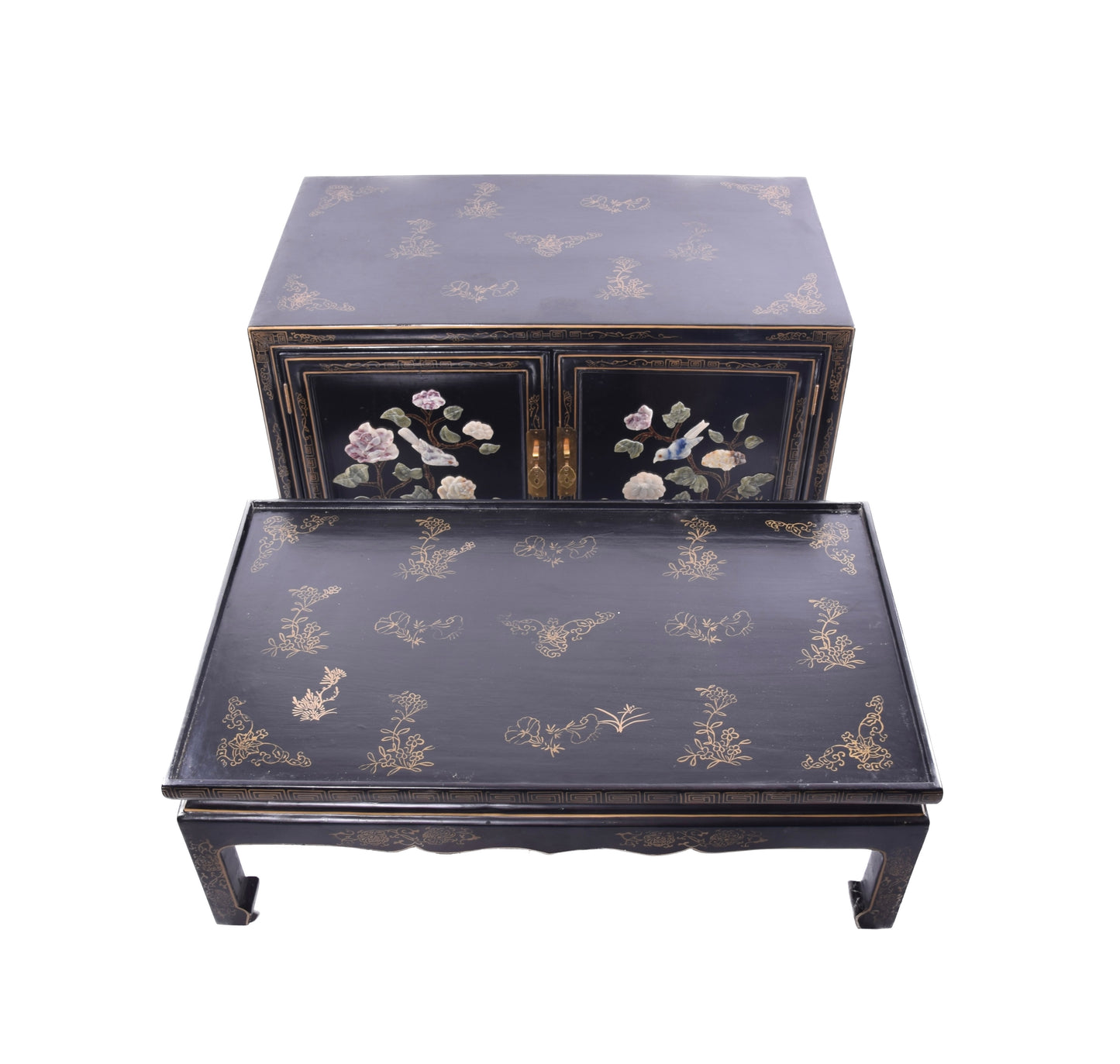 Sztuka Chin bogato zdobiona komoda z drzwiczkami 80x76x46 cm