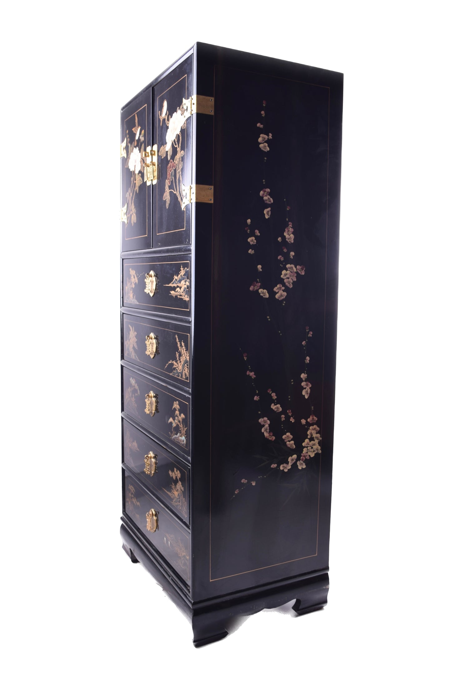 Sztuka Chin malowana komoda 11 szuflad i drzwiczki zgrabna 133x53x38 cm