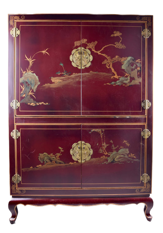 Szafa bordo ręcznie malowana Chiny pięknie dekorowana 146x100x50cm
