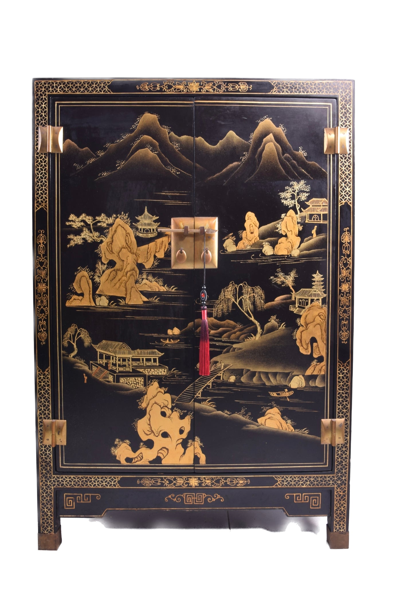 Malowana chińska zgrabna komoda malowana w krajobrazy 92x61x30cm