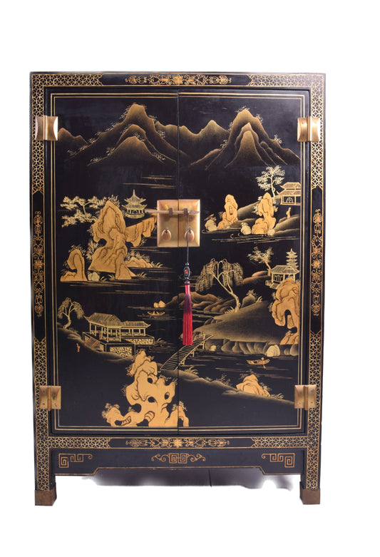 Malowana chińska zgrabna komoda malowana w krajobrazy 92x61x30cm