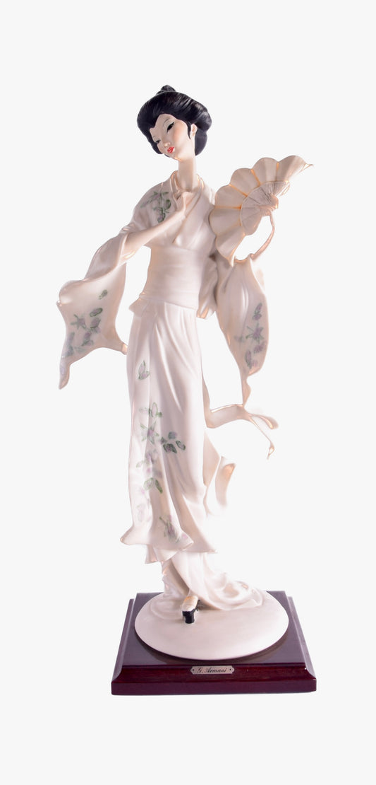 Geisha z wachlarzem G Armani Resin figura kolekcjonerska 1990r 48 cm
