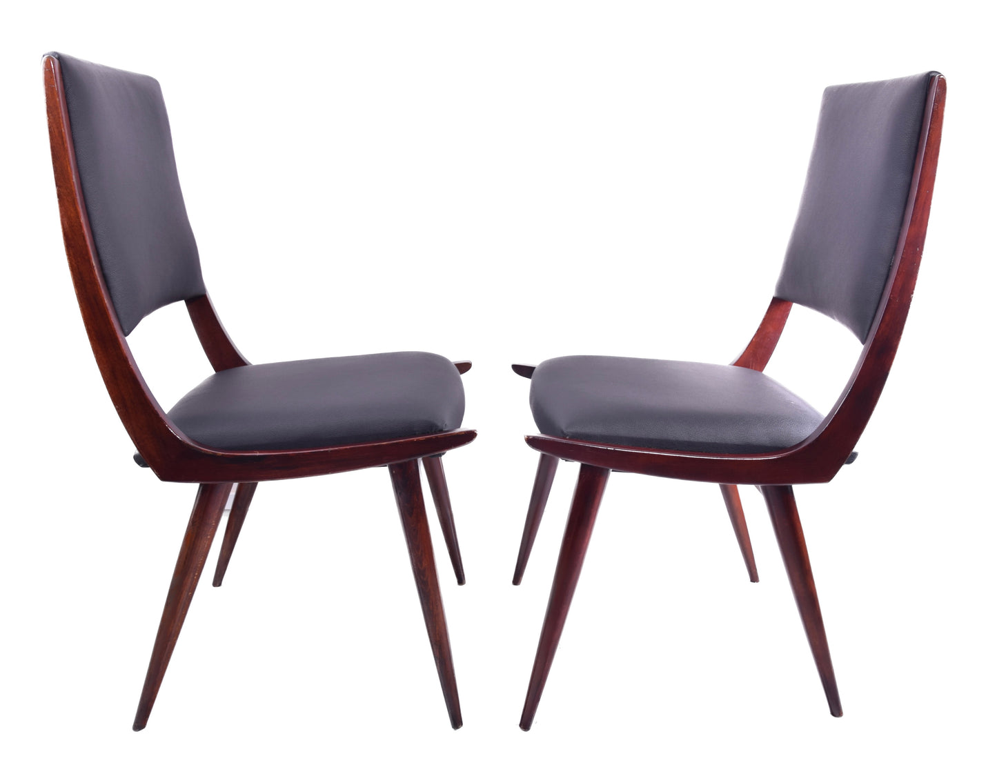 Zestaw 6 krzeseł w dynamicznej linii Boomerang / włoski modernizm, lata 50./60.