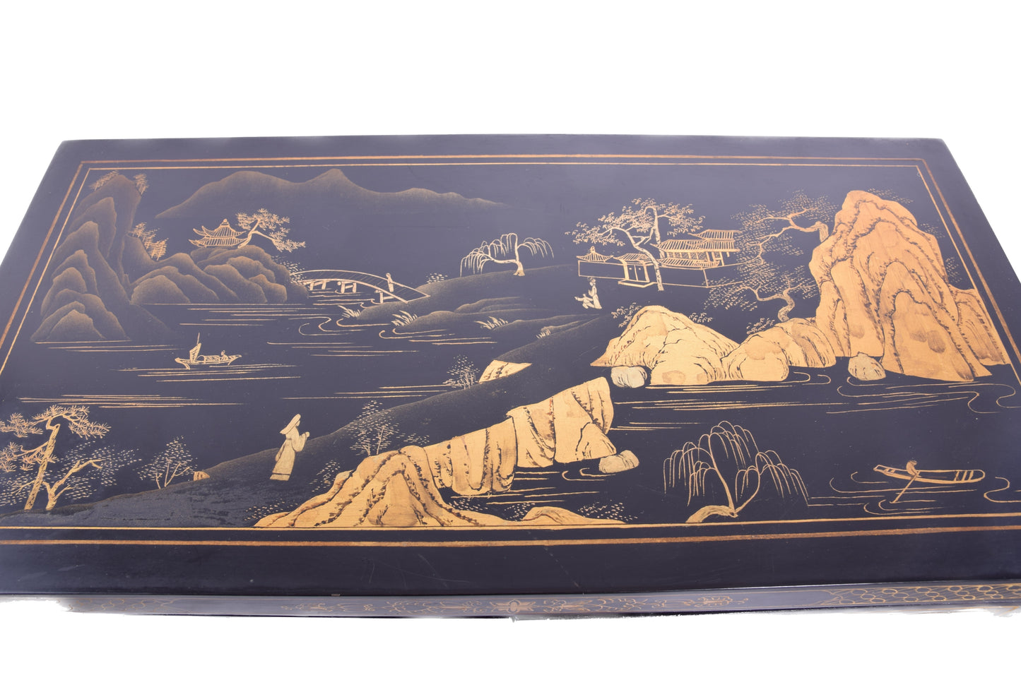 Malowana chińska zgrabna komoda malowana w krajobrazy 92x61x30cm