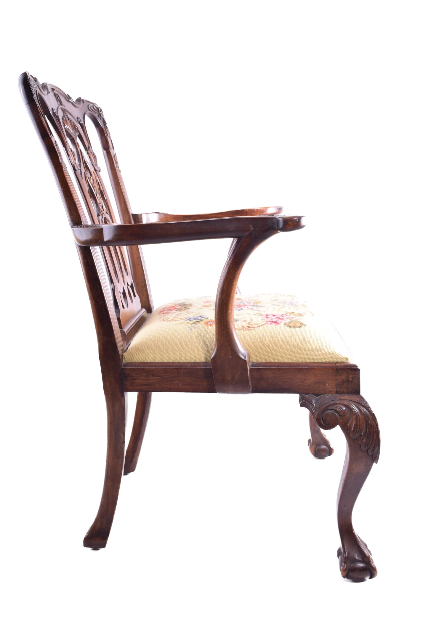 4 krzesła rzeźbione 2+2 w stylu Chippendale połowa XX w 100x70x60 cm