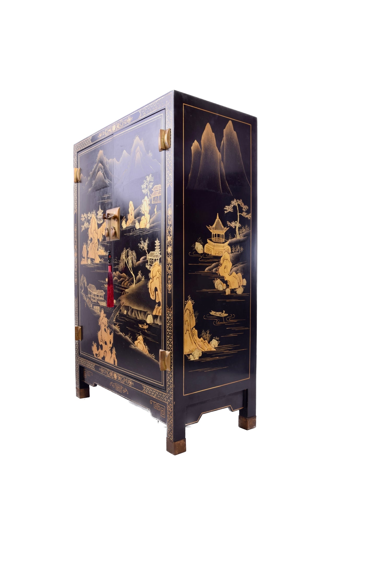 Malowana chińska zgrabna komoda malowana w krajobrazy 92x61x30cm