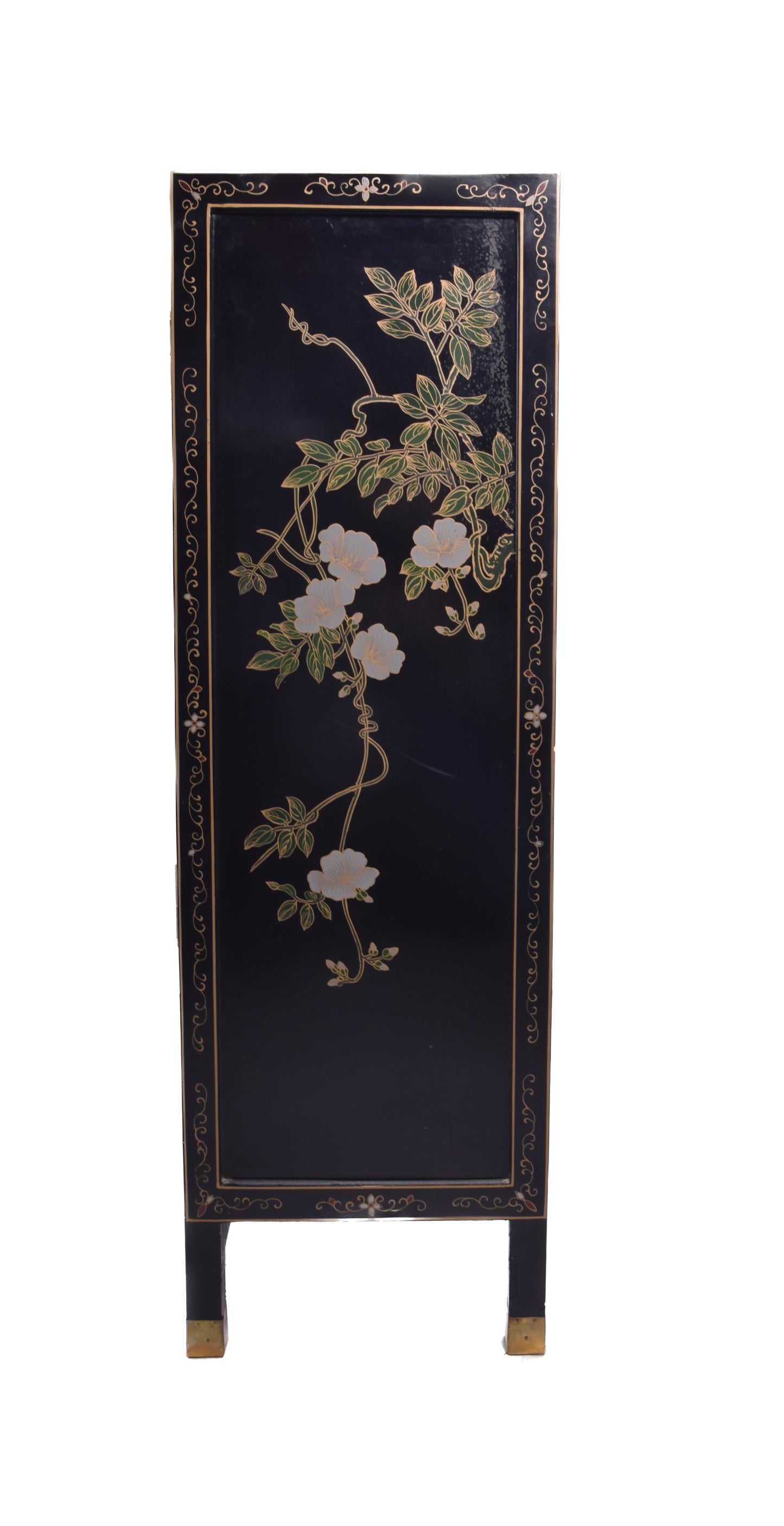 Chińska szafka lakierowana z intarsją ręcznie zdobiona lata 70–80 102x66x32