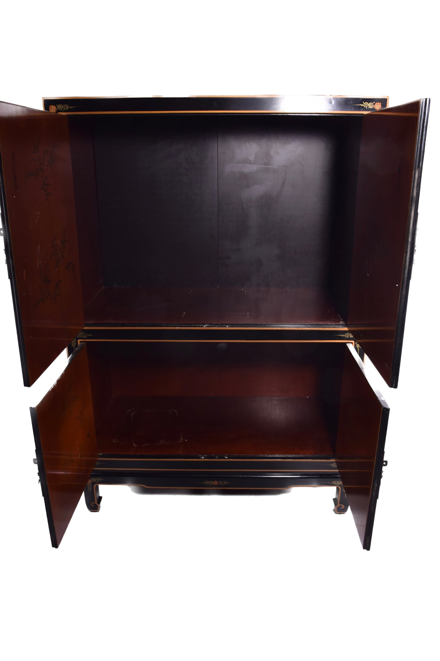 Chińska szafa malowana ręcznie w ptaki i kwitnące gałęzi 145x100x50cm