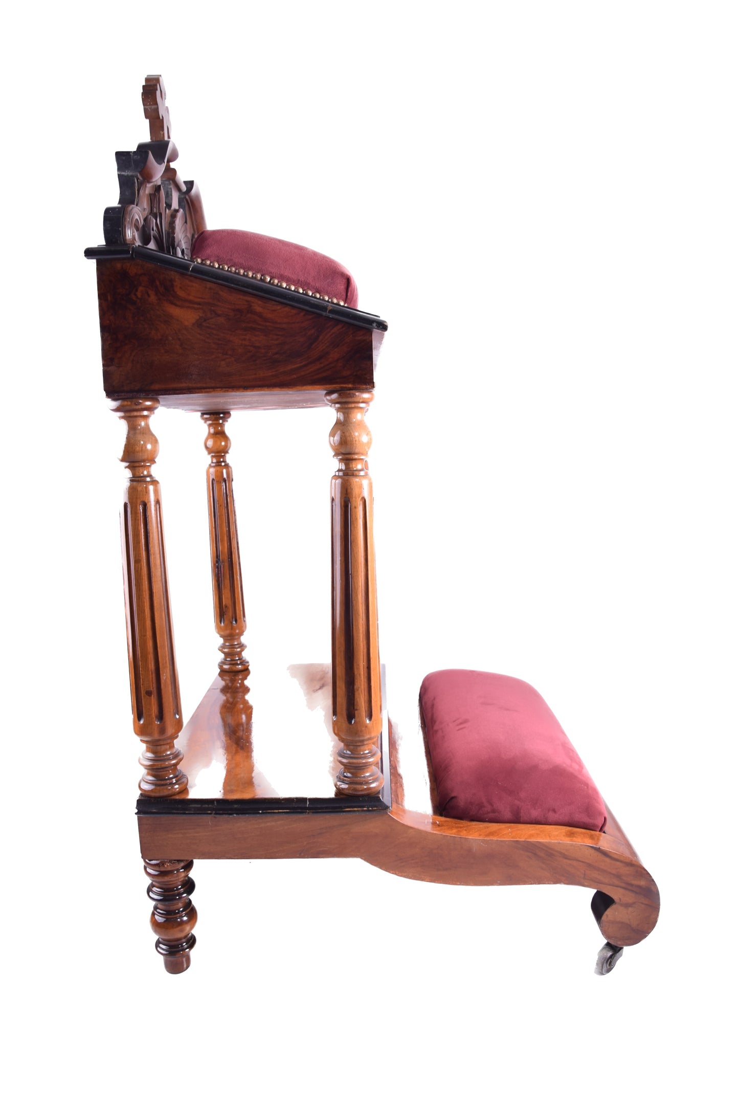 Klęcznik neobarokowy (prie-dieu) Europa ok. 1860–1880 orzech 122x60x70cm