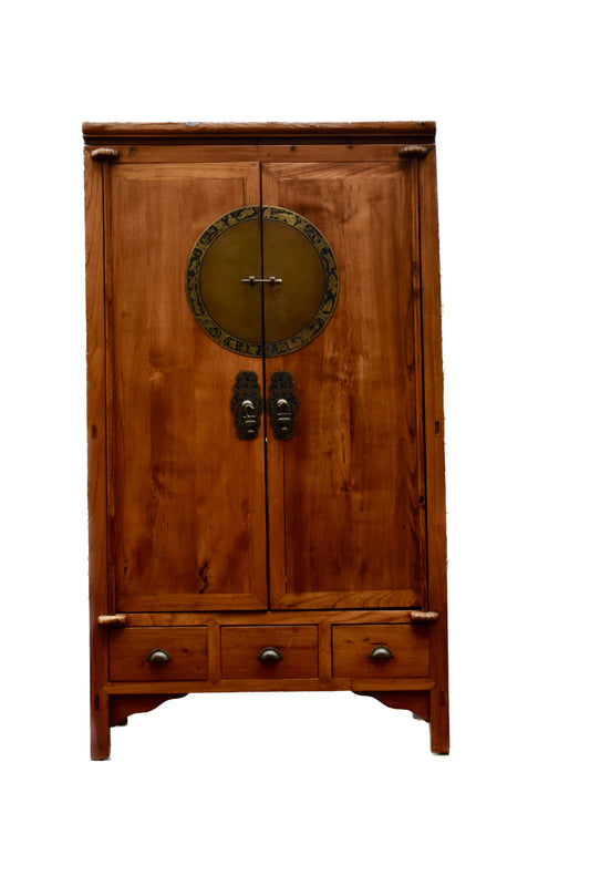 Szafa chińska z ozdobną Mandalą ciepły brąz 187x104x60cm Moon Door Cabinet