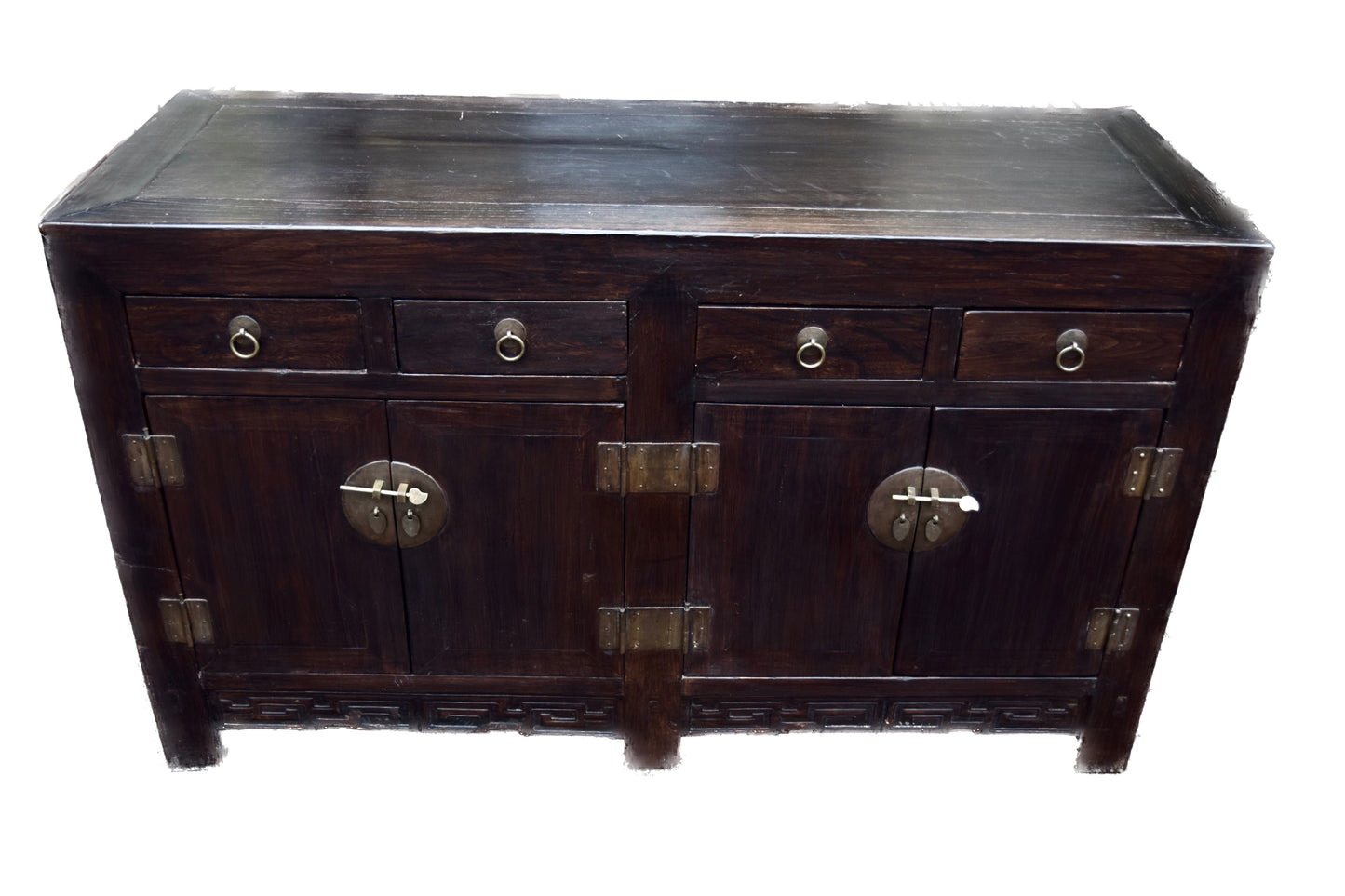 Komoda chińska dwusekcyjna z 4 szufladami i dwoma drzwiczkami 144x86x54cm