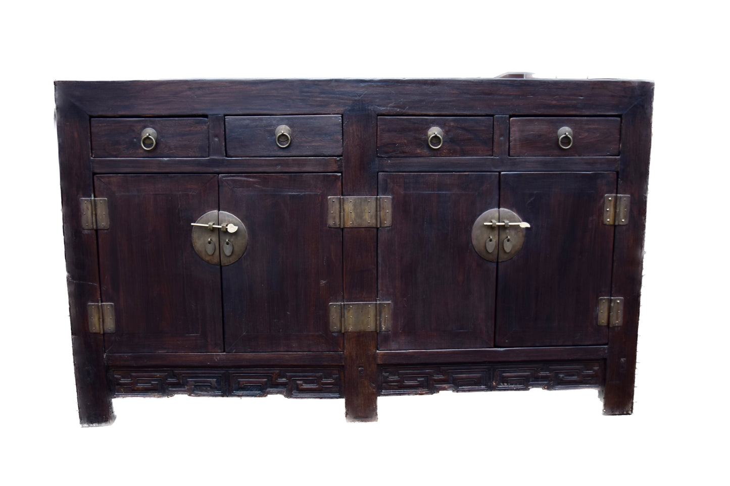 Komoda chińska dwusekcyjna z 4 szufladami i dwoma drzwiczkami 144x86x54cm